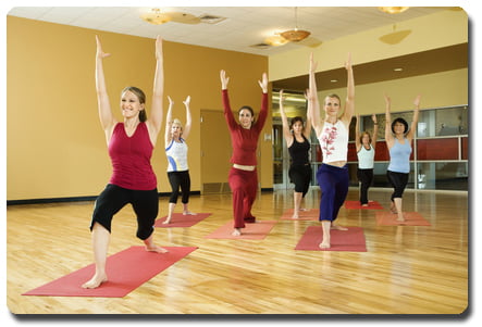 Adult Females In Yoga Class.